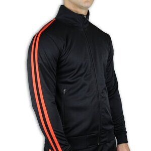Men's Track Full-Zip Athletic Jogging Top, Black/Orange